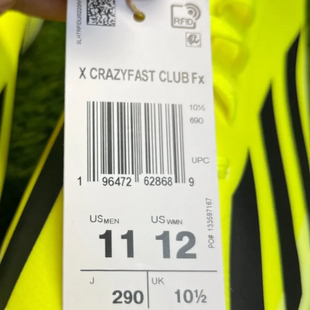 Adidas X Crazyfast Club FxG Mens Size 11 Yellow Black Running Soccer Cleats_9